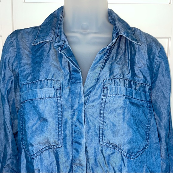 Jean Shirt Button Down Blue Denim Chambray - Picture 2 of 8